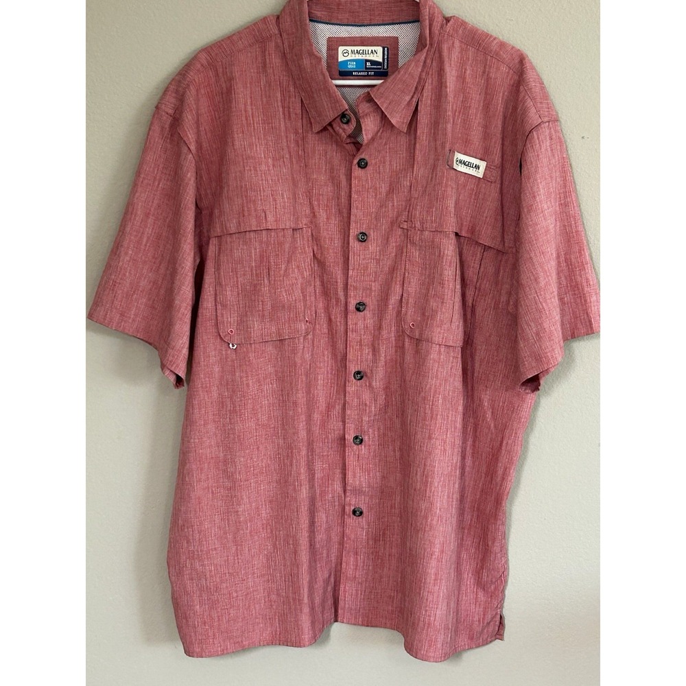 Magellan Outdoors Fish Gear Men's XL Red Fishing Shirt Moisture Wicking